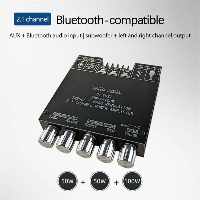 

5.0 Audio Power Subwoofer Amplifier Module 2.1 Channel AUX Input Digital Audio Power Amp Circuit Board 50W x 2 TB21