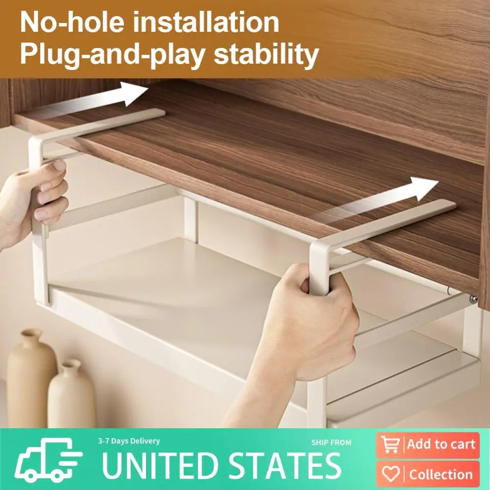 

Выдвижная усиленная полка-органайзер под шкаф, подвесной держатель для кладовой, прачечной, обувницы