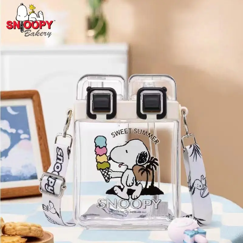 

Snoopy Charlie Brown Woodstock Cartoon Cute Portable Children Straw Double Drinking Mug Anime Plush Toys for Girl Birthday Gift