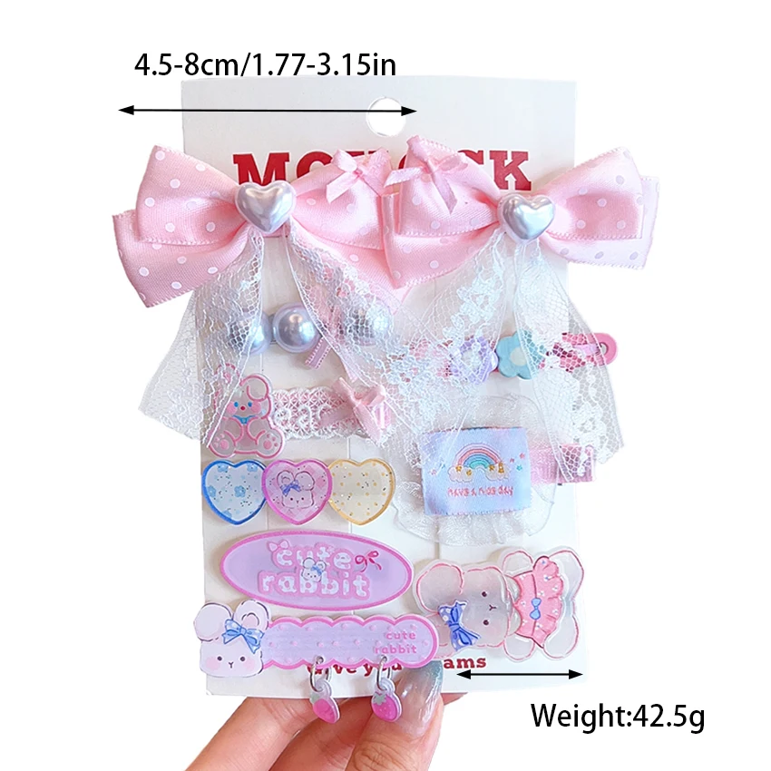 2026 Neue Kawaii Haarspangen-Set für Babymädchen – Süße Hasen-, Herz- und Schleifen-Haarspangen, die das Haar nicht verletzen, für Kleinkinder, Mädchen, Party, Verkleidung, Geschenk – Detail 2