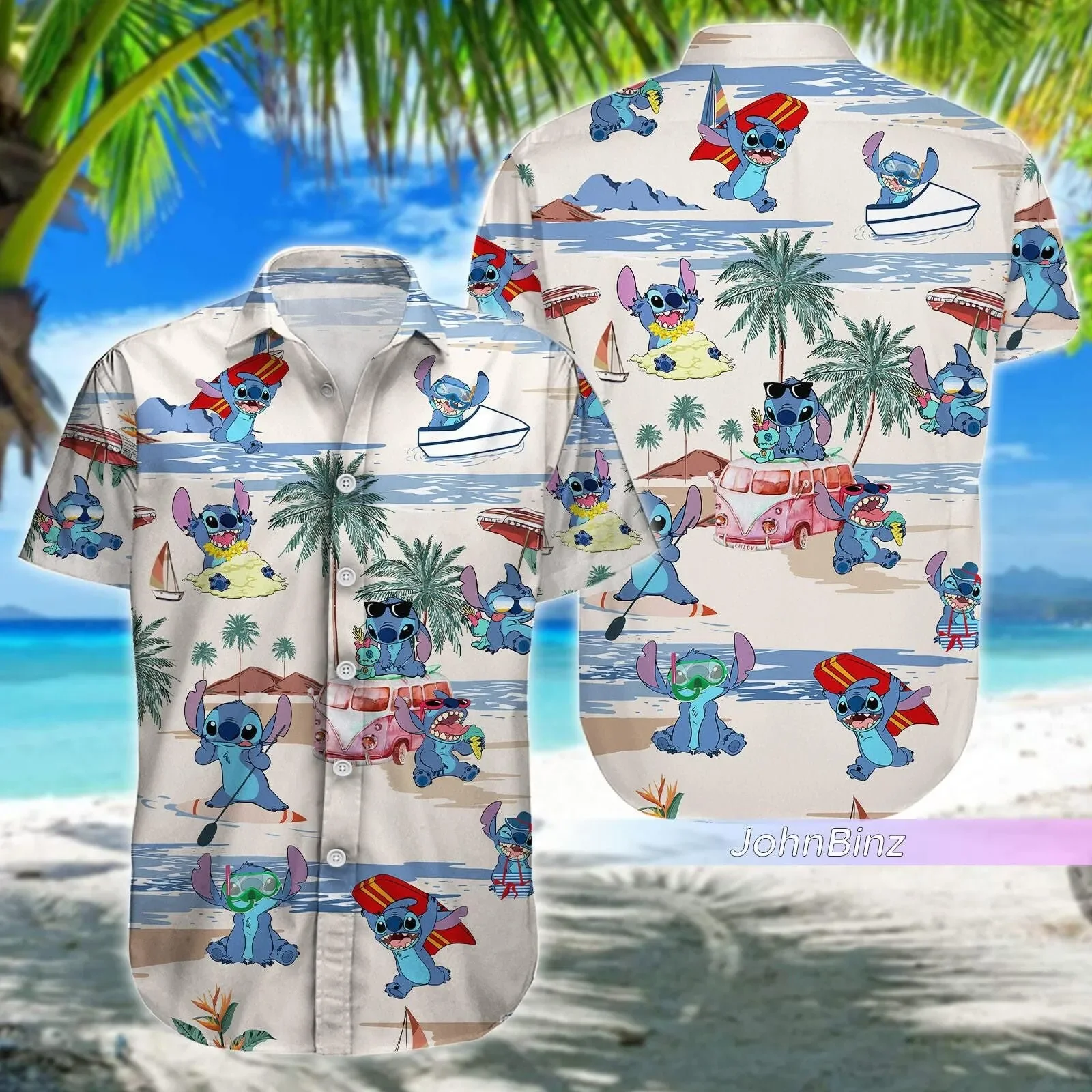 Lilo Stitch Hawaiian Shirt Summer Men\'s and Women\'s Fashion Short-sleeved Shirts Disney Hawaiian Shirt Stitch Casual Beach Shirt
