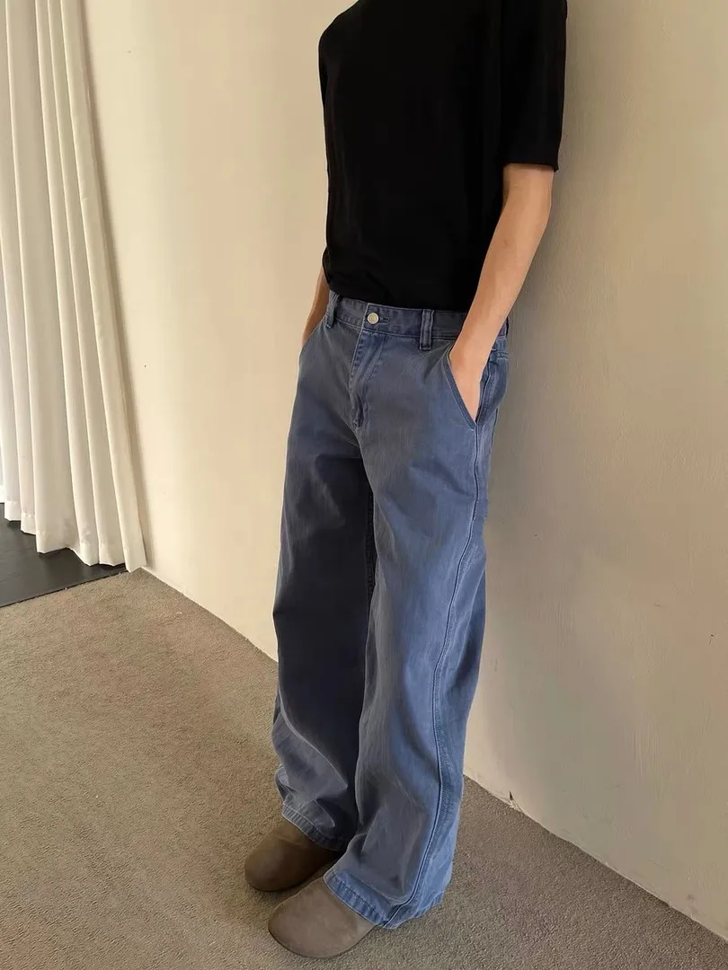 

Vintage Washed Workwear American Style Straight Leg Pants High Quality CleanFit Jeans for Men And Women