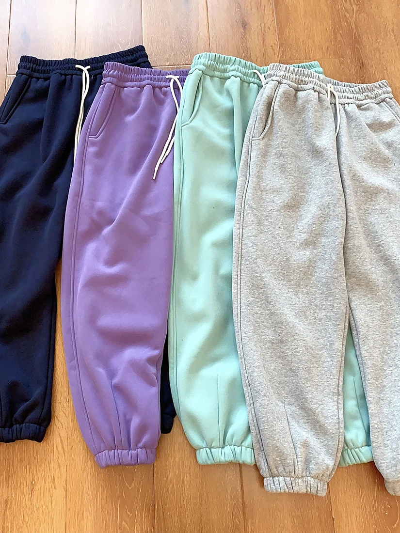 Comfortable Fce Lined Thiened Casual Trousers for Women High Waist Straight Leg Pants Waterproof Polyester Fiber