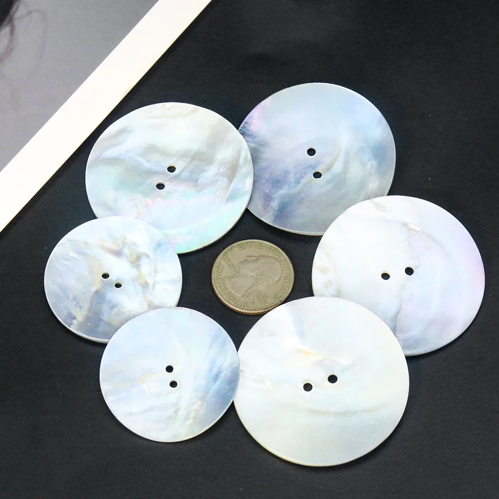 2PC Hard Texture Natural Black Mother of Pearl Seashell Round 2-holes Flatback Button Apparel Suit Cufflink Sewing Embellishment