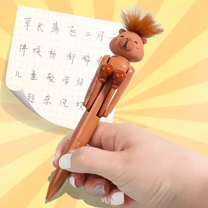 1PCS Creative Capybara Hair Blowing Boxing Pen Interesting Funny Ball Point Pen Stationery