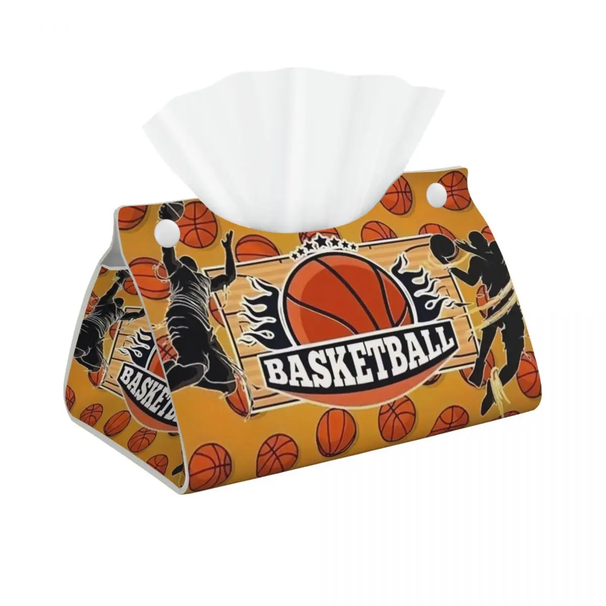 Custom Basketball Tissue Box Cover for Bathroom Office Dots Round Physical culture Rectangular PU Leather Facial Tissue Box