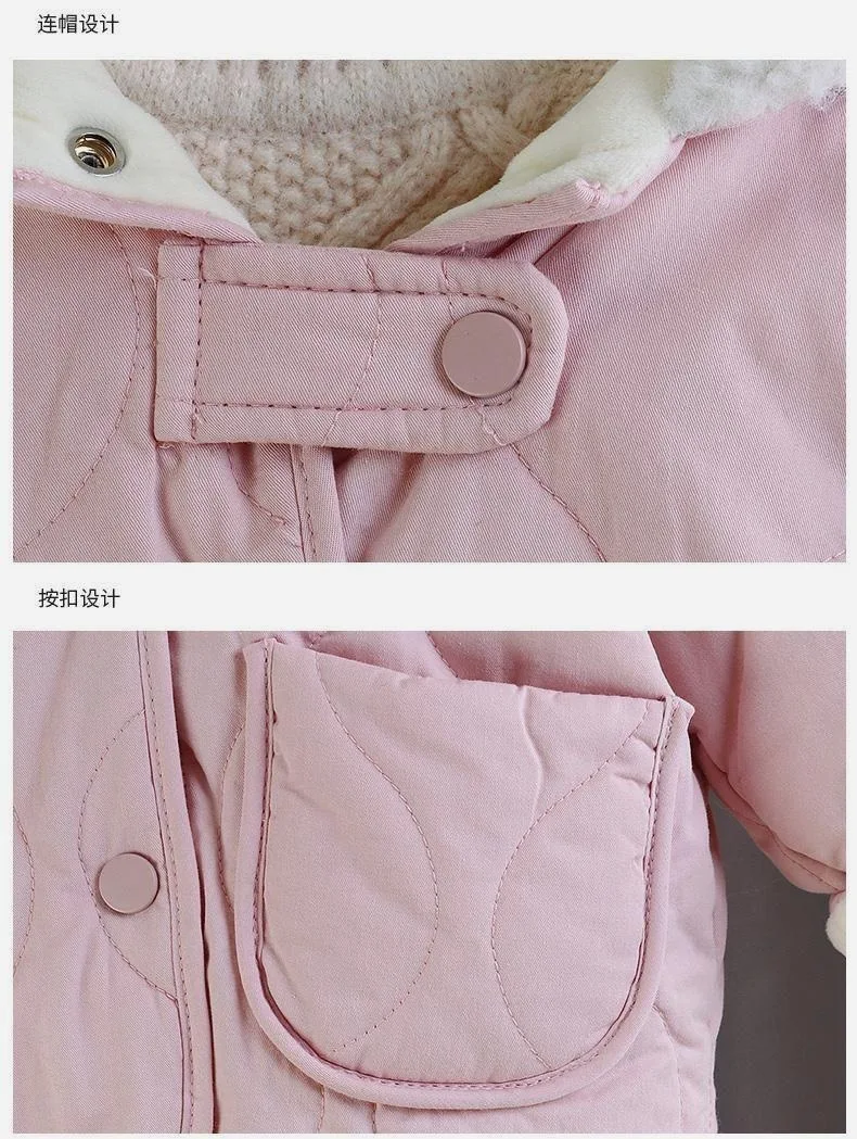 معطف شتوي من الصوف القطني للفتيات على طراز رأس السنة مع ملابس خارجية قطيفة للخريف والشتاء مع دفء مضاف #5