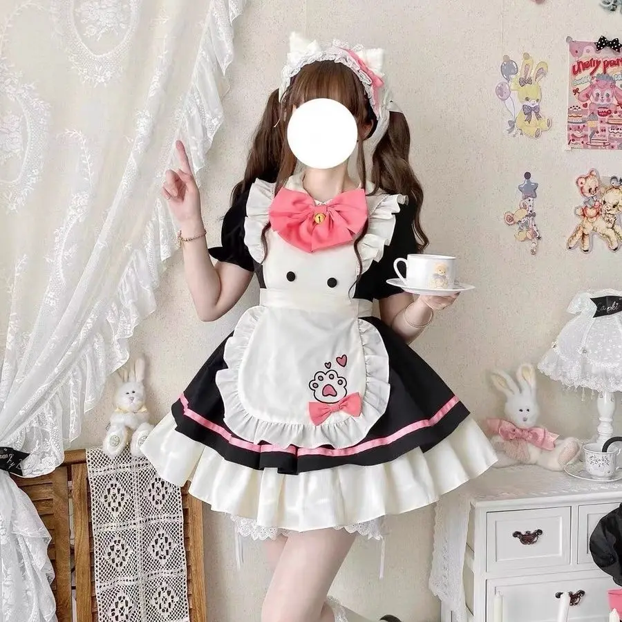 

Japan Fashion Cat Restaurant Cute Op Short Maid Lolita Dress Apron Street Japanese Vintage Trend Lolita Sweet Girl Dress