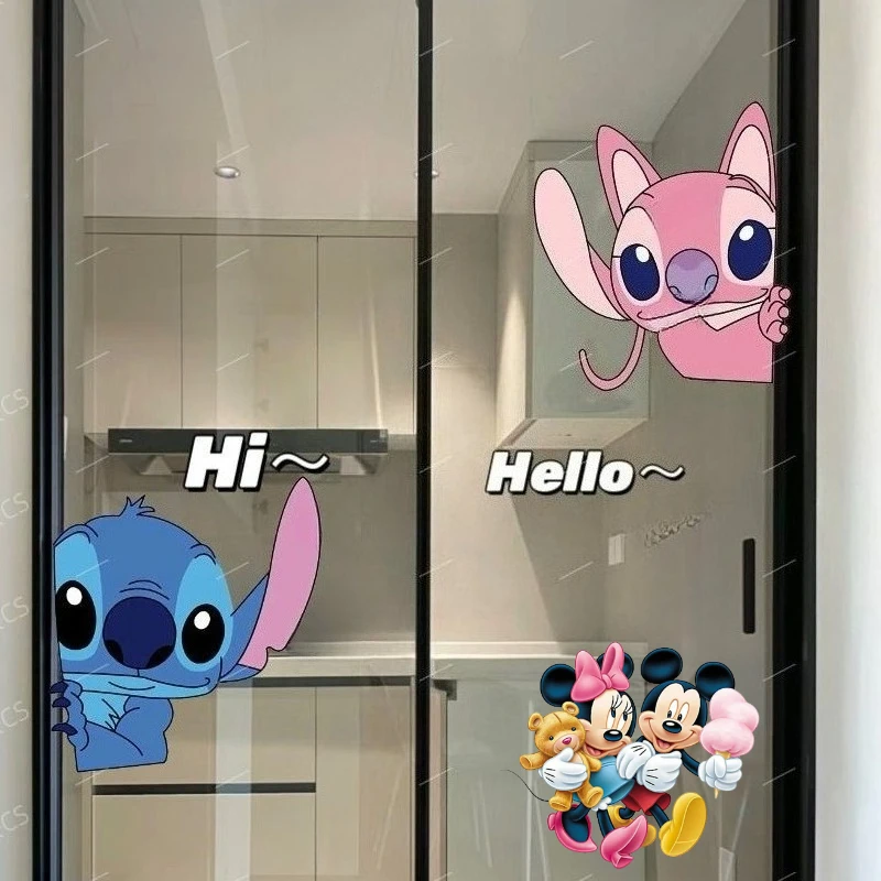 

Наклейка Disney Stitch, оконные украшения для предотвращения столкновений, креативные наклейки на стену для кухни, ванной комнаты, пара автомобилей, аниме, граффити, наклейки