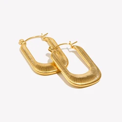 E.B.belle Hoops Casting Rectangle Chunky Textured Gold Color Hoop Earrings for Women Vintage Grunge jewelry aretes de mujer