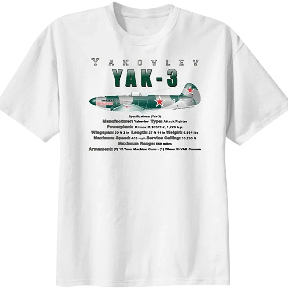 Soviet Russian  Warbird Yakovlev Yak-3 Fighter Aircraft T-Shirt. Premium Cotton Short Sleeve O-Neck Mens T Shirt New S-3XL