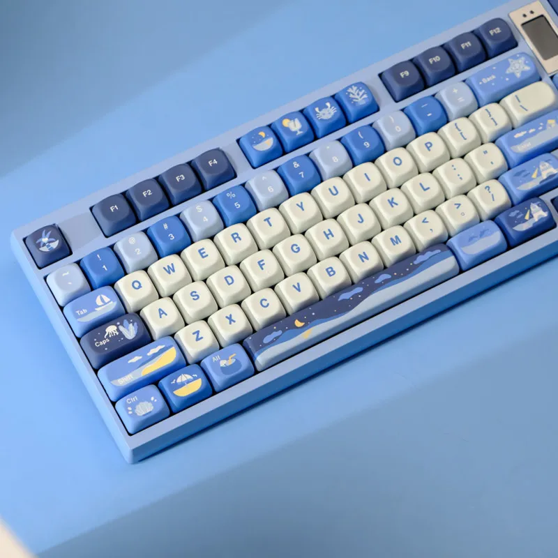 

1Set BlueLook At The Sea Keycaps PBT Keycaps MOA Profile Dye Sublimation KeycapsFor Gaming Mechanical Keyboard,MX Switches GK75