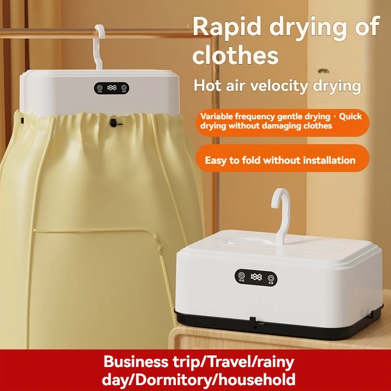 ABBZ-Compact Portable Foldable Clothes Dryer With PTC Heating-Travel Size With Cover Manual Functionality