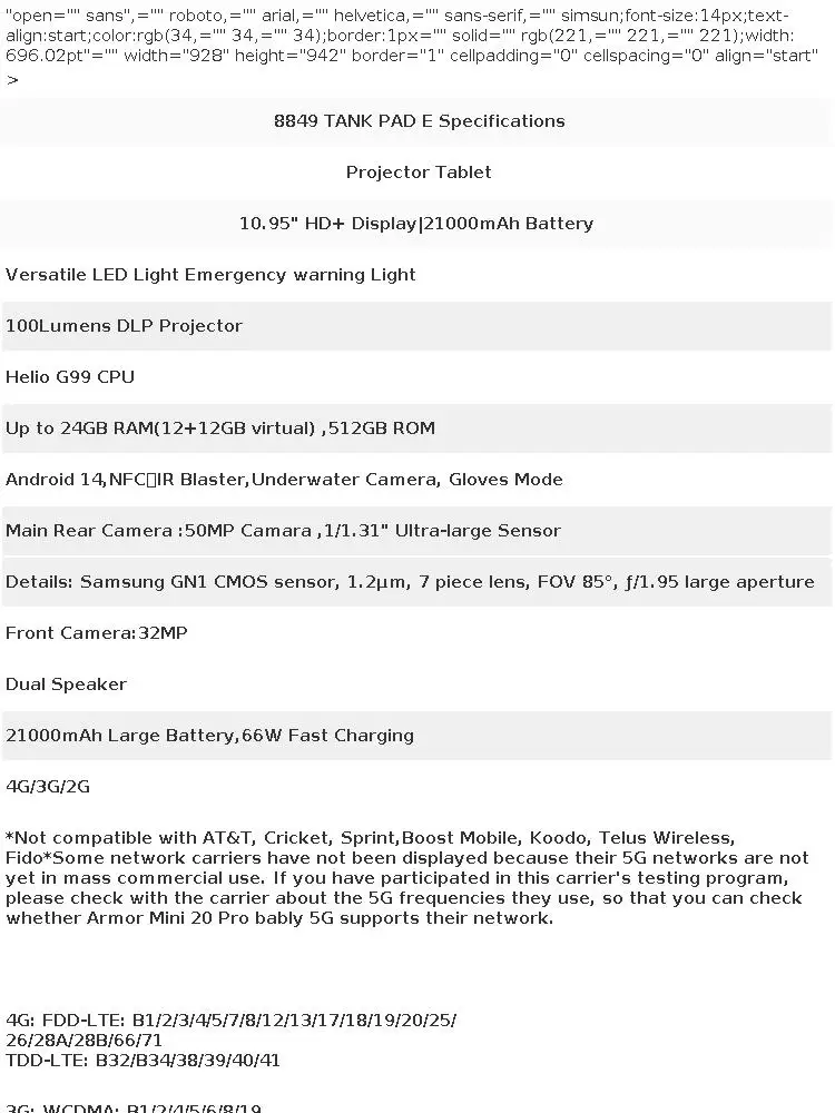 8849 TANK PAD E Unihertz Rugged Projector Tablet Android 15 Smartphone 10.95 inch 120Hz 24GB 512G 21000mAh 50MP 66W Phone Tablet