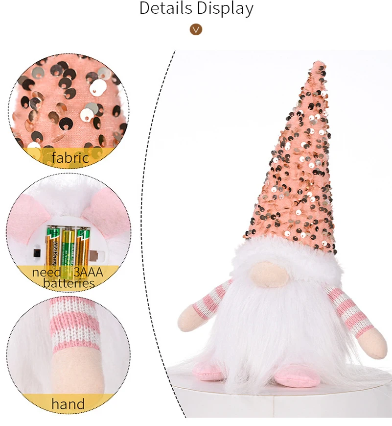 Gnomo elfo bambola di natale da 30cm con decorazioni natalizie a luce Led per la casa natale Navidad capodanno 2023 regali per bambini