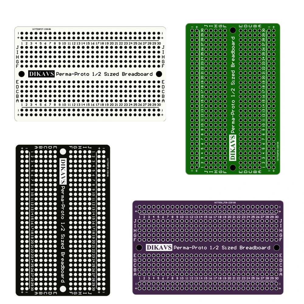 1/2 Sized Double Sided Prototype Pcb Prototype Board Solder-able Breadboard for Arduino (4Pack, Multicolor)