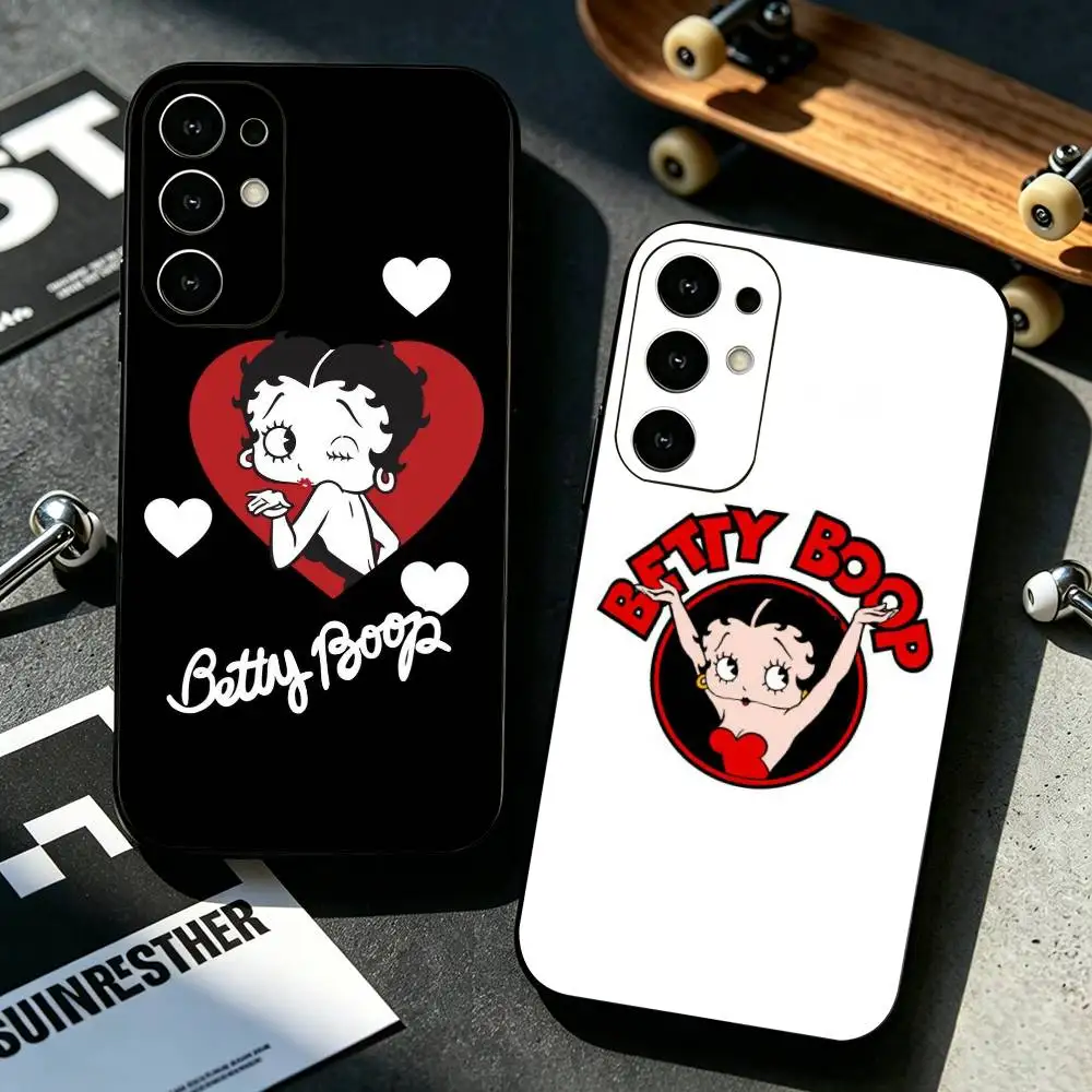 Classic Character Bettys Boops Phone Case For Samsung S25,S24,S21,S22,S23,S30,Ultra,S20,Plus,Fe,Soft Silicone Black Cover