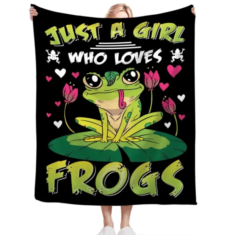 مجرد بطانية فتاة تحب الضفادع، بطانية رمي اللوتس الناعمة والدافئة والمريحة، هدية للنساء والفتيات والأولاد البالغات