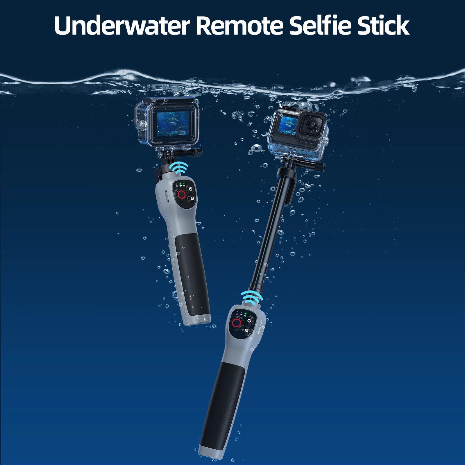 TELESIN Underwater Extendable Selfie Stick Wireless Remote Control for Gopro Hero 13 12 11 10 9 8 Black Gopro Accessories