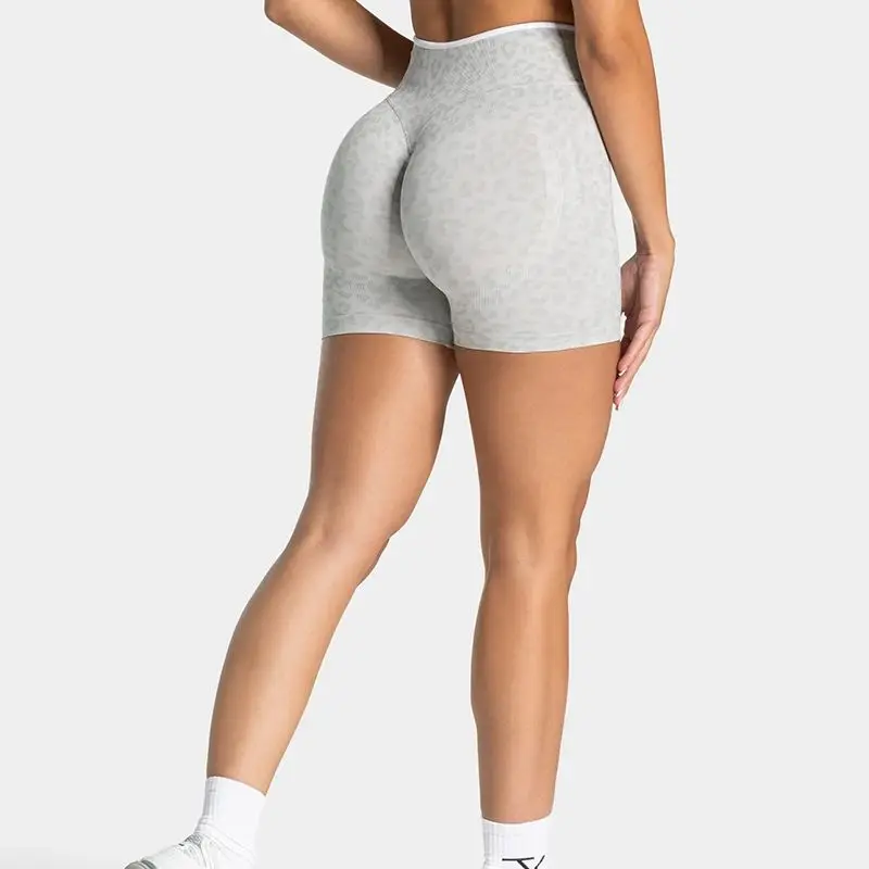 Leopard Print Yoga Shorts for Women, High Waisted Workout Shorts, Butt Lifting Fitness Shorts, Sexy Gym Booty Shorts image 5