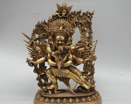 12'' China Tibet Dojre Phurba Vajrakila Buddha Bronze Statue