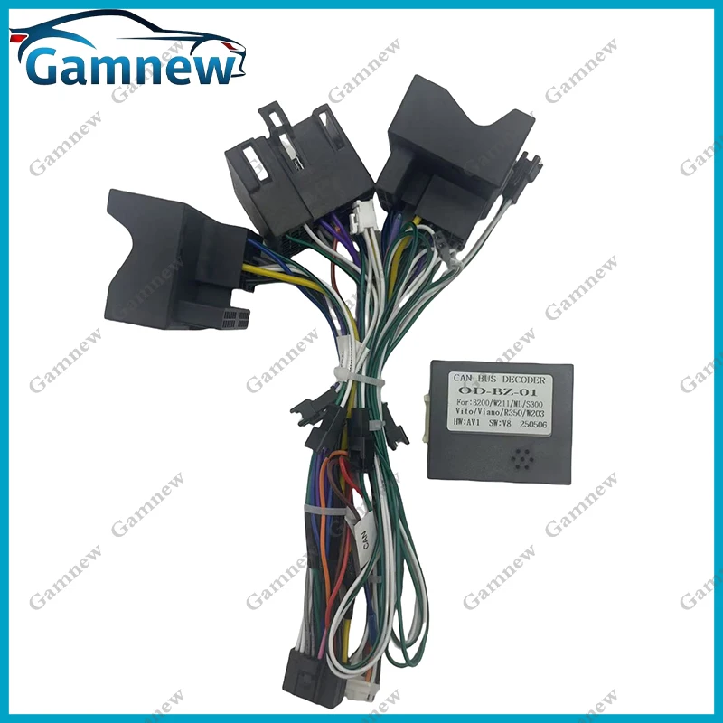 Car 16pin Wiring Harness Adapter Canbus Box Decoder Android Radio Power Cable For Benz B200 W211 ML Vito Viano SLK R350 W203