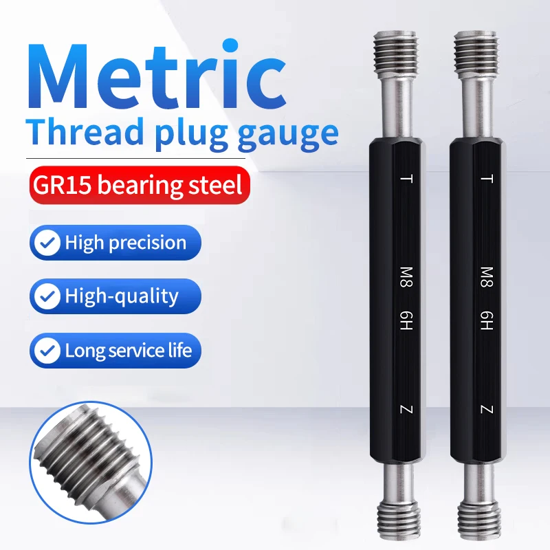 1pcs Steel Mer-cury Gage Metric Fine Left Tooth Thread Plug Gauge Measure Tool 6H M42M45M48