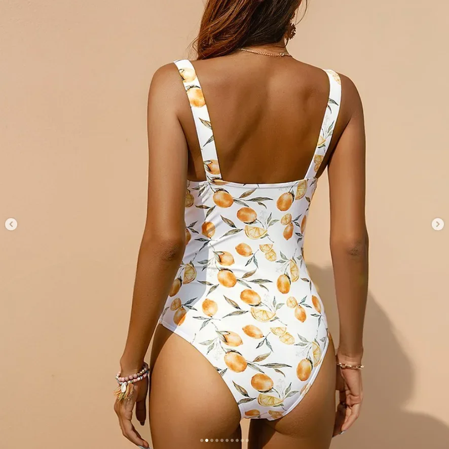 ชุดว่ายน้ําแน่นพิมพ์ชุดว่ายน้ําบิกินี่ผู้หญิงใหม่เซ็กซี่ One-piece ฤดูร้อน Skinny Slim Bodysuit ว่ายน้ําเสื้อผ้าชายหาดวันหยุด