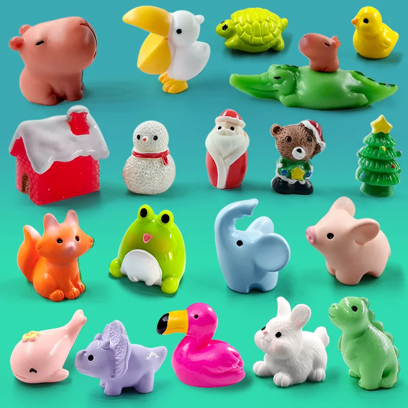 Christmas Rabbit Pig Bear Sheep Frog Capybara Fox Cat Dinosaurs Fish Bird Figurine Miniature Fairy Garden Decoration Accessories