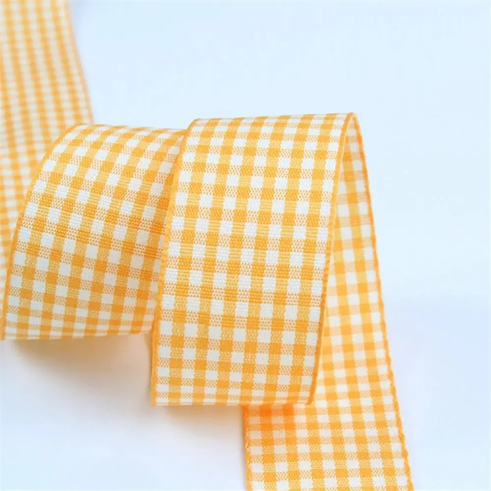 Fashion 10mm Lattice Plaid Ribbons Gift Wrapping Polyester Ribbon Bow Ribbon Gift Wrapping Handmade 50 yards DIY Sewing Crafts