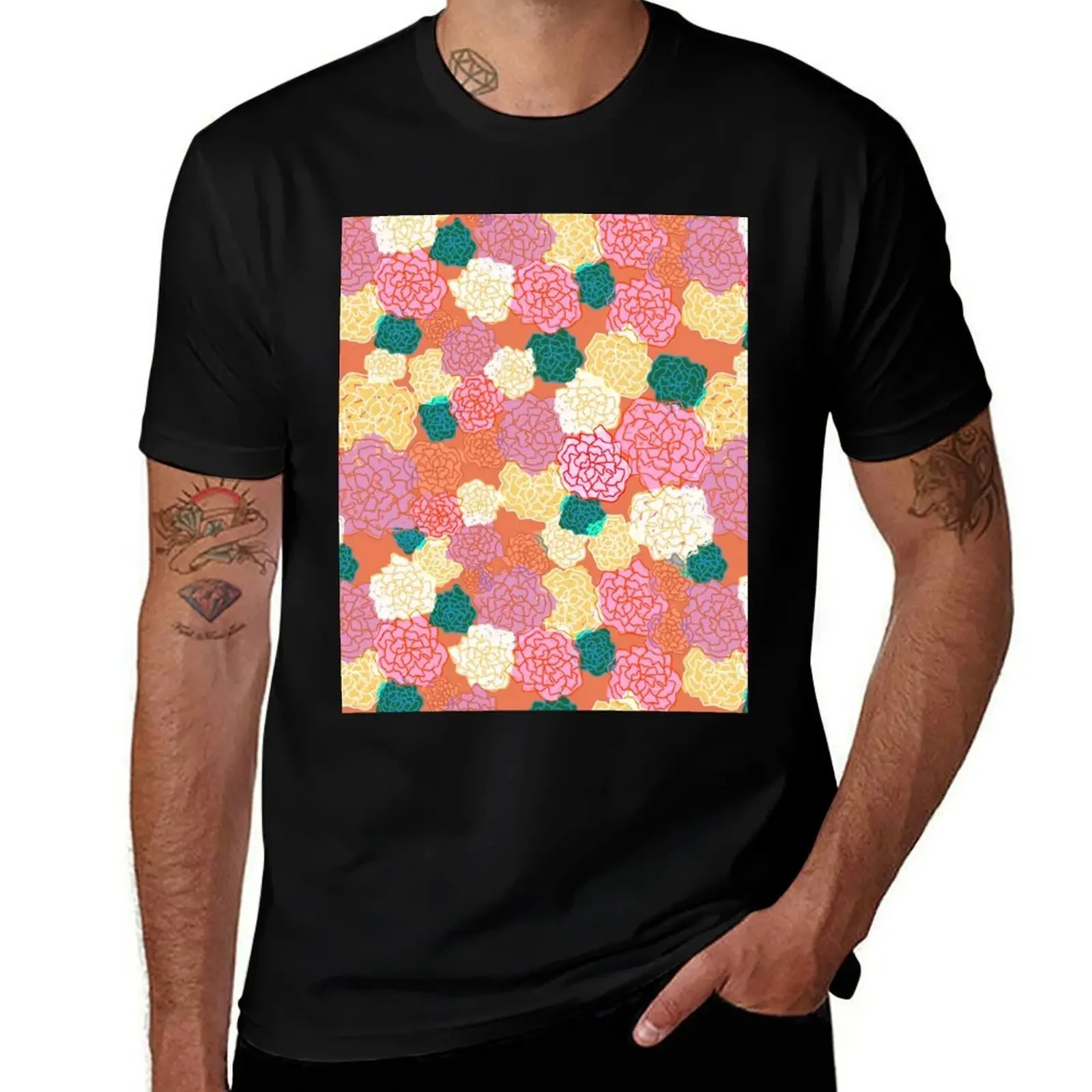 

Happy Flowers, Messy Garden Full of Petals and Color, Fun and Playful Flower Mix T-Shirt clothes compression shirt men