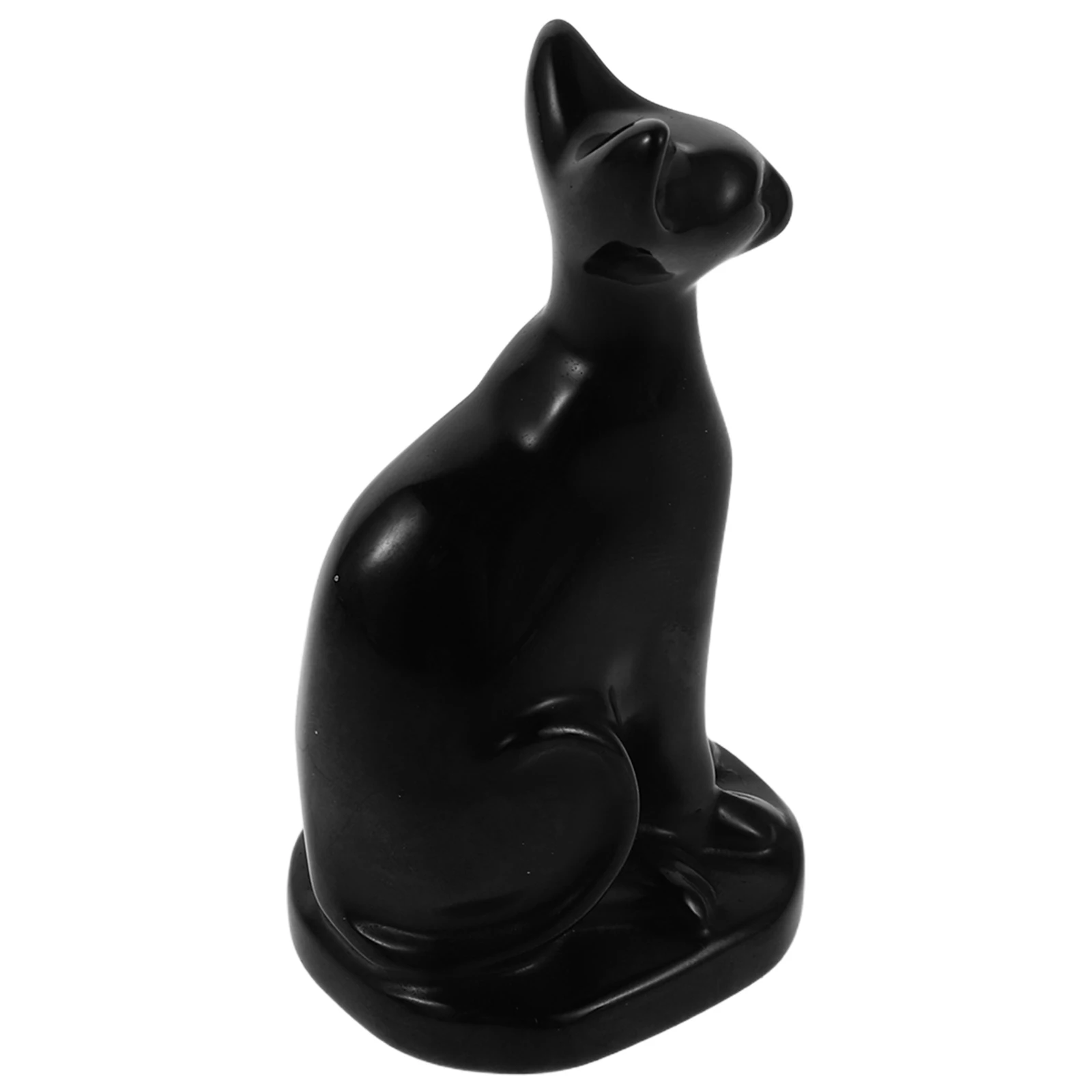 

Elegant Obsidian Cat Statue Egyptian Sculpture Home Decor Desktop Ornament Black Cat Kitten Lovers Bookshelf Kitchen Decorative