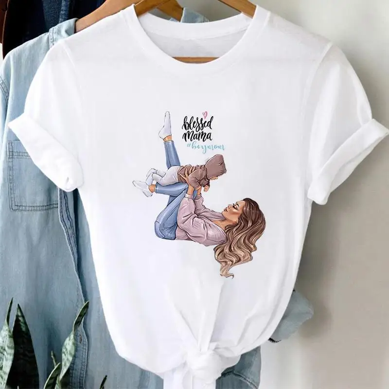 Fashion Women's Cartoon Super Mom Printed T-shirt Summer Ladies Short Sleeve T Shirt Harajuku Casual Female Clothing Tops Tshirt