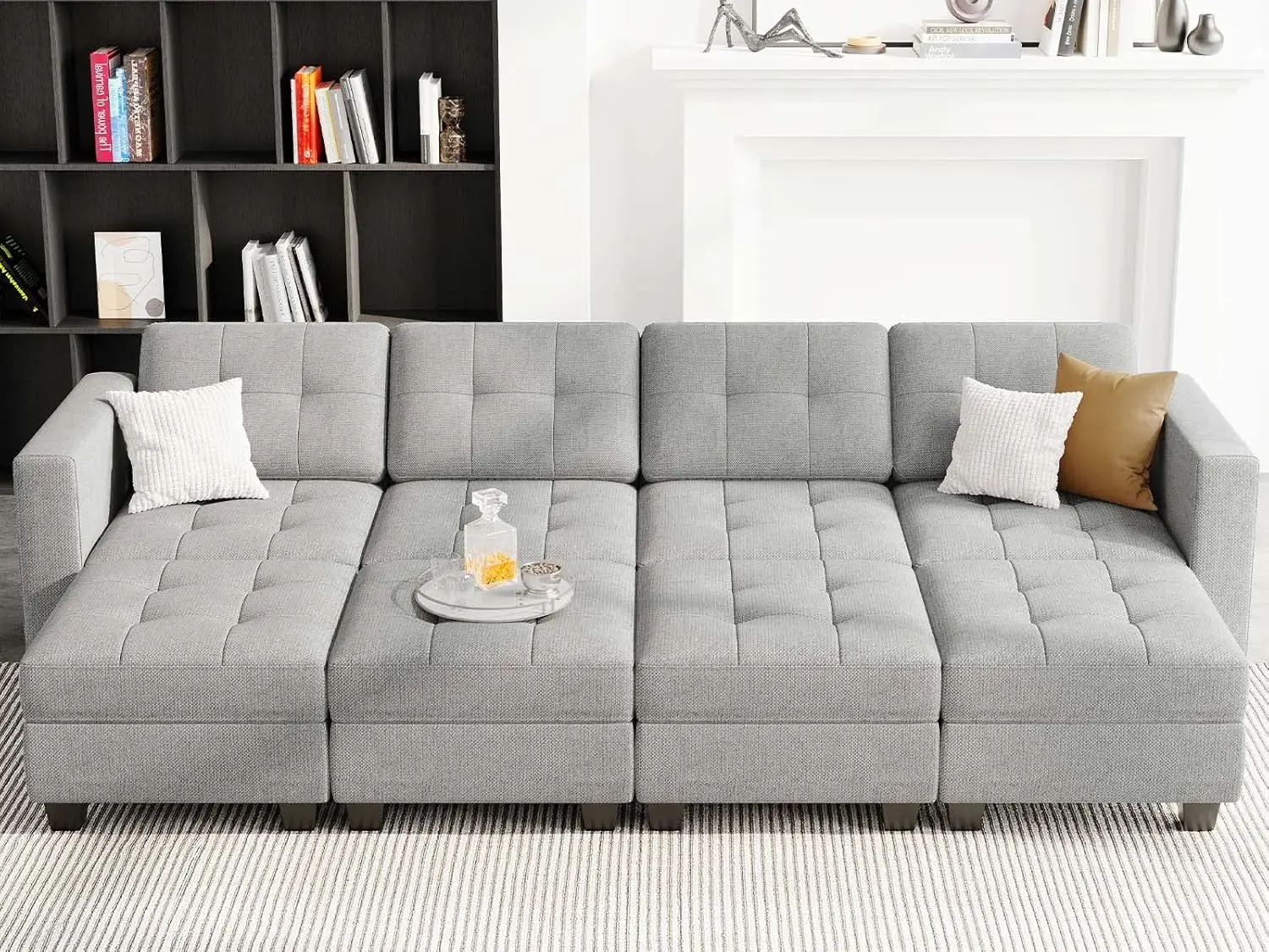 

Storage Modular Sleeper Sofa Sectional Couch with Wide Chaises Convertible Sectional Sofa Bed Modular Sleeper Sectional Couch