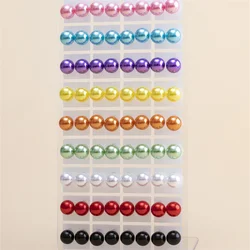 36 Pairs/Set Colorful Imitation Pearl Stud Earrings For Women Round Ball Earring Fashion Jewelry 6 8 10mm Bead