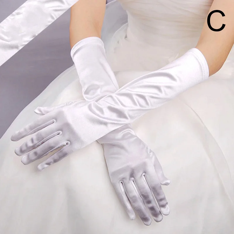 

Women Multi Color Satin Gloves Long Formal Dress Gloves Bridal Gloves Evening Party Mittens Solid Color Elegant