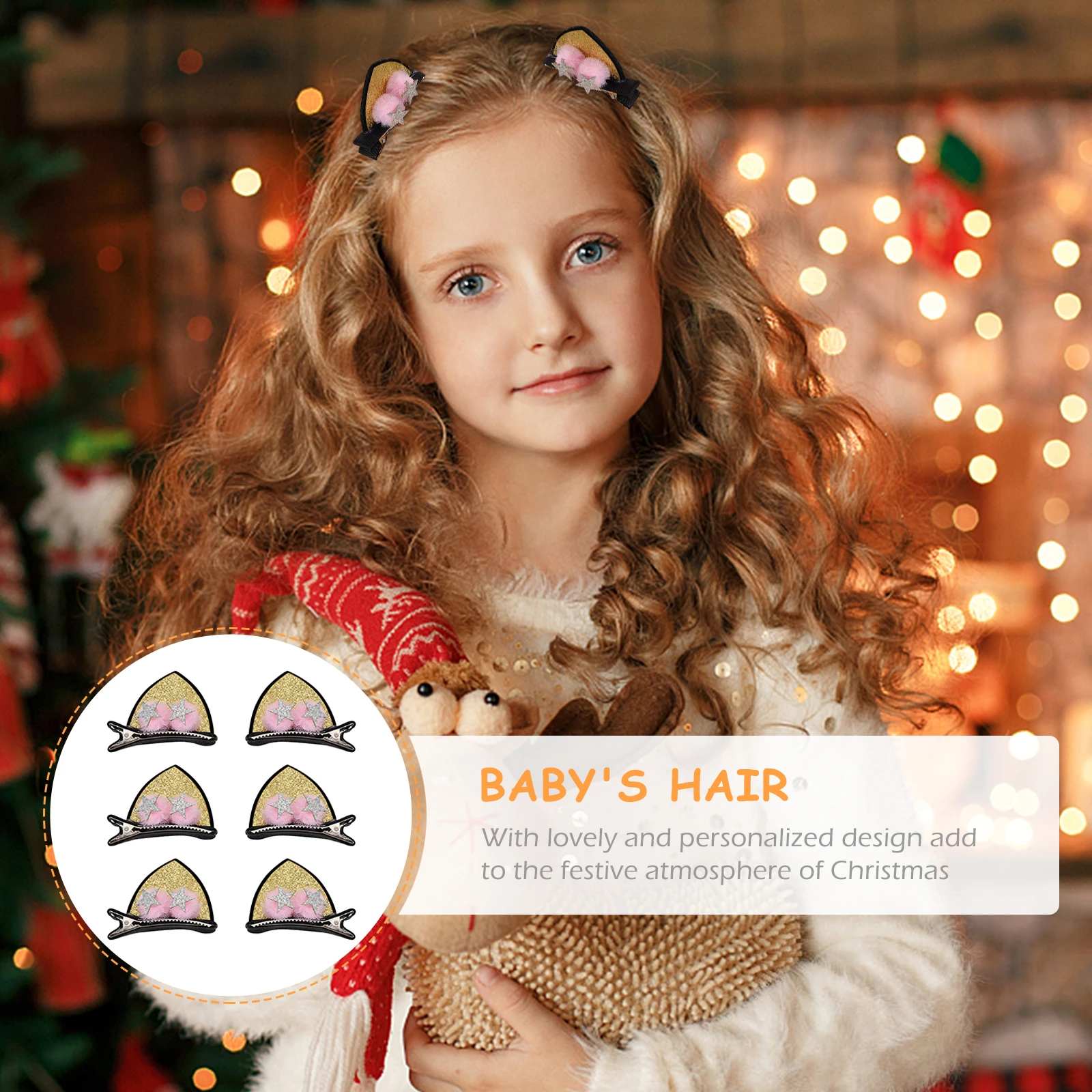 

3Pairs Cat Ear Hair Clips Lovely Lightweight Hairpins for Girls Travel Ear Decorative Barrettes Hairpins Headdress