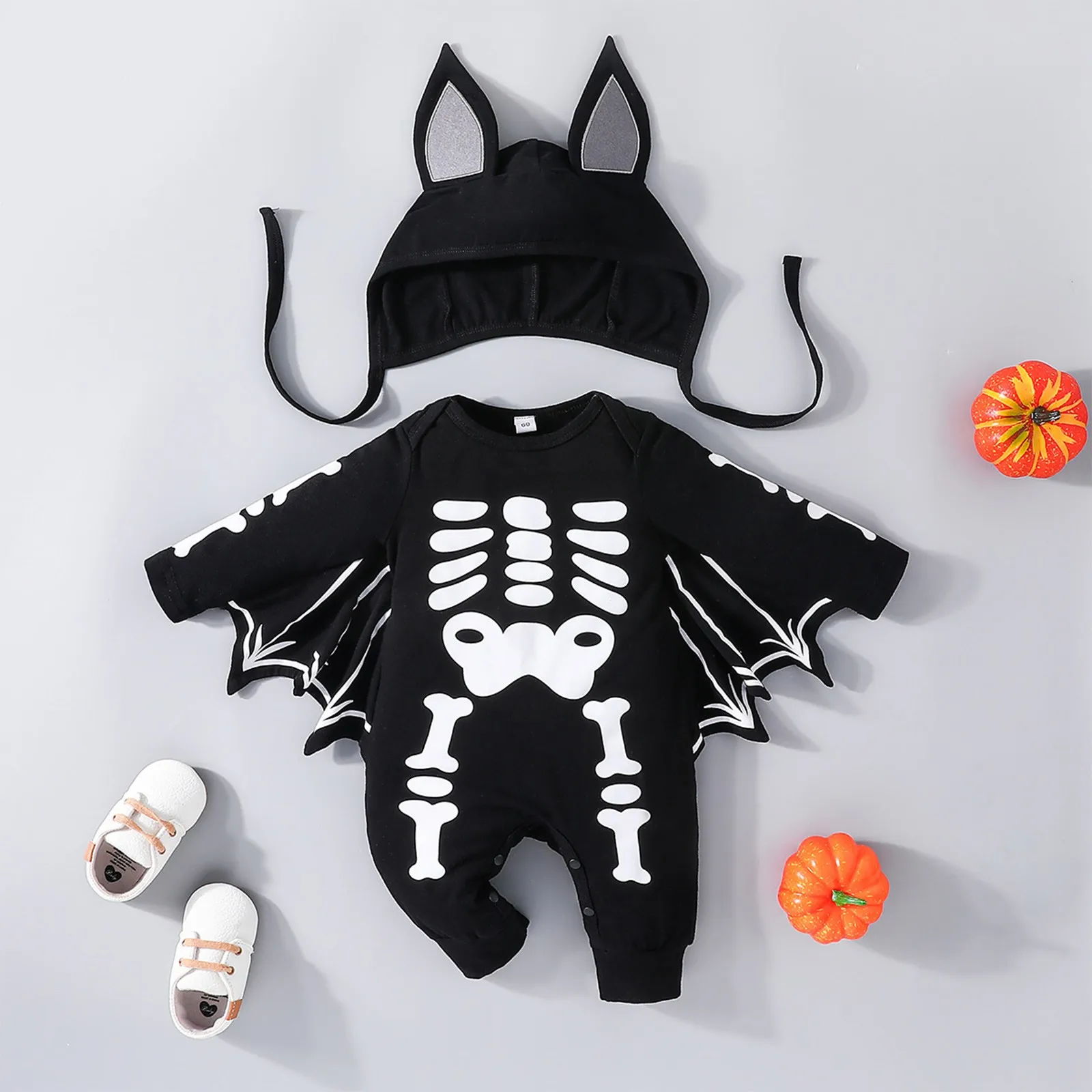 

Halloween Costumes for Kids Baby Bat Jumpsuit Newborn Infant Toddler Romper Hat Skeleton Playsuit Costumes Imp Carnival Dress Up