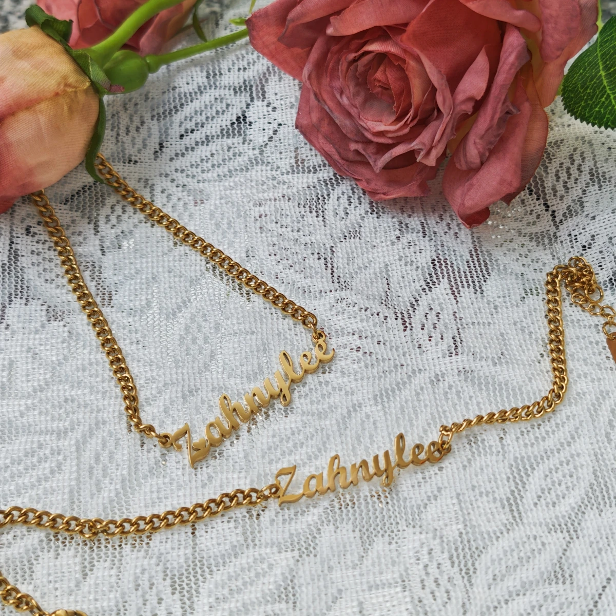 Personalized Customized Necklace Bracelet Set Children's Gift  Women's Jewelry Stainless Steel Name Set Commemorative Day Gift