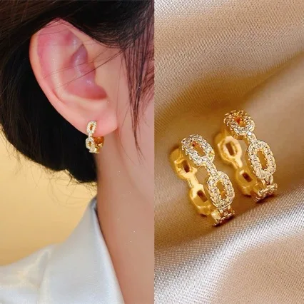 

Роскошные серьги из чистого золота 24 карата 9999, взрывная цепочка с бриллиантами, женские серьги-кольца