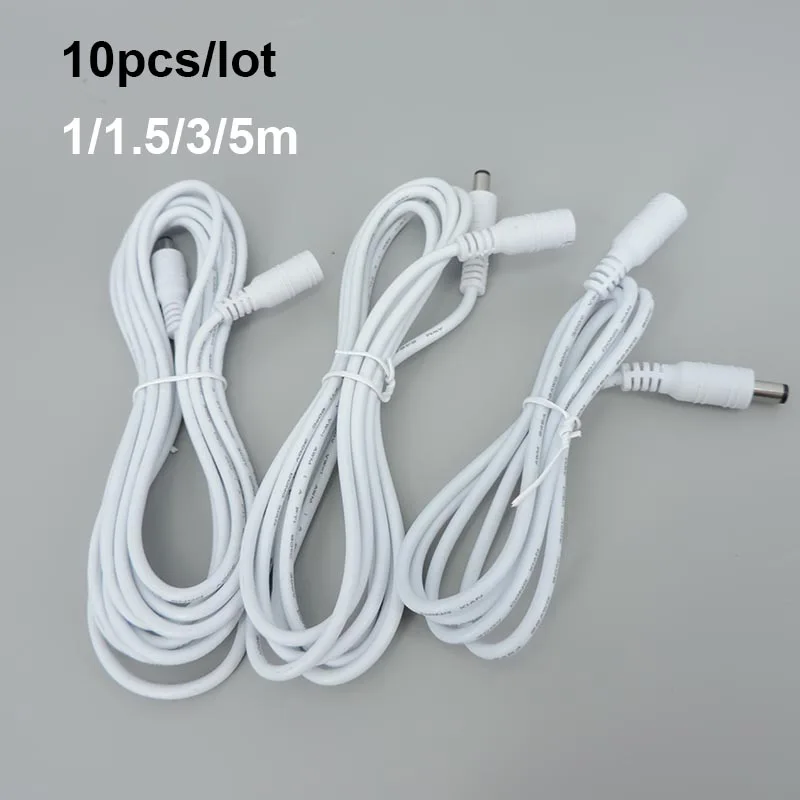 1/1.5/3/5m white DC male to female jack Power supply connector plug Cable 22awg 3A Extension cctv Cord Adapter 12V 5.5x2.1mm J17