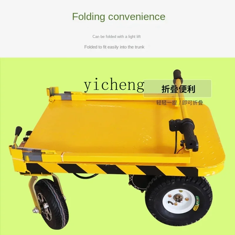 r8.17- electric folding flatbed truck trolley portable small trailer load king pull truck