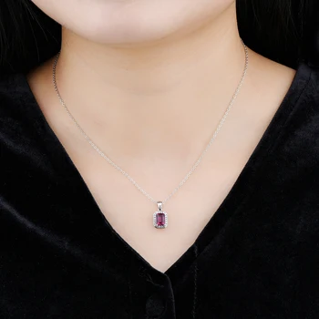 Lohaspie Natural Rhodolite Garnet 9K White Gold Necklace 0.37 carat Genuine Gemstone Classic Style Fine Jewelry for Party Jewelry