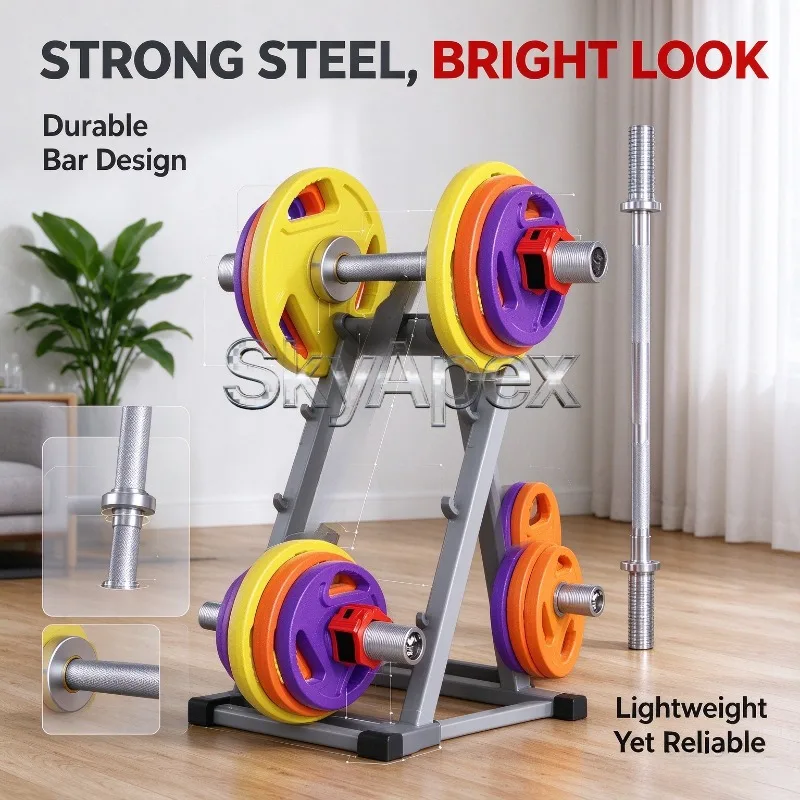 New Colorful Olympic Bar Dumbbell For Men Home Gym Solid Iron Rubber Coated Adjustable Weight Pair Set Durable Stable Versatile