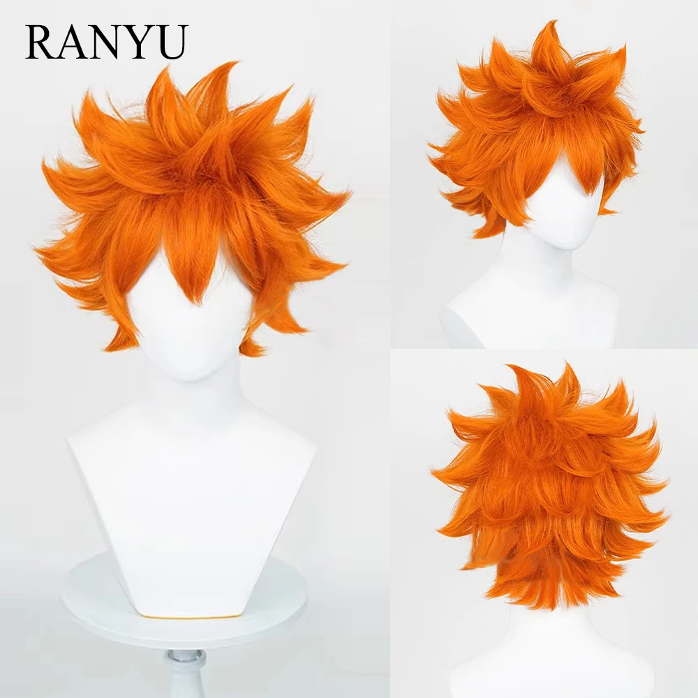 

RANYU Anime Men Wigs Cosplay Synthetic Short Wavy Curly Orange Hair Wig for Daily Party