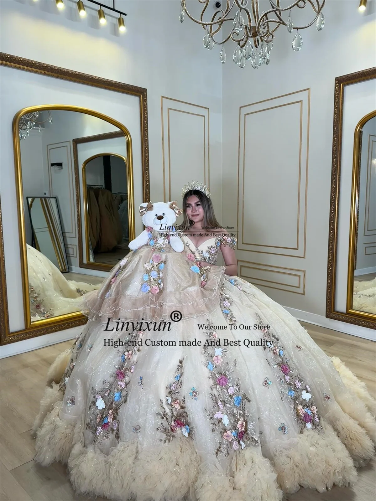 

Модные 3D платья Quinceanera в пол с кружевными аппликациями, милое платье 15 16, индивидуальное мексиканское бальное платье Vestido De 15 Anos