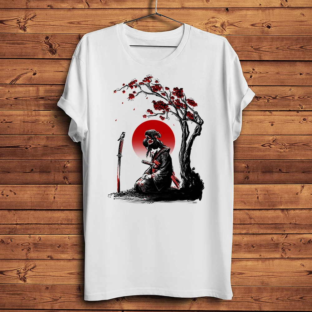 ink japan vintage Onna bugeisha samurai geisha Funny anime Tshirt Men short sleeve T Shirt Unisex Streetwear Onna-musha Tee