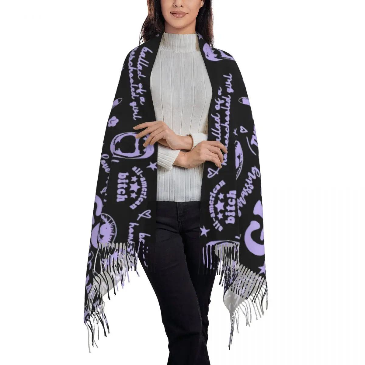 Custom Olivia Guts World Tour 2024 Tassel Scarf Women Soft American Singer Songwriters Shawls Wraps Ladies Winter Scarves