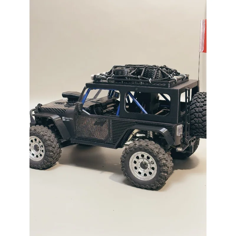 For MJX H12Y HYPER GO 1/12 RC Rock Crawler - Vented Body Shell, Roof Rack, Side Guards, Rear Bumper, Exhaust Pipe Upgrades Parts