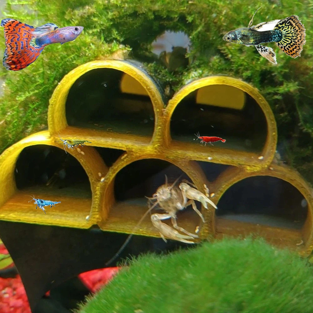 

Aquarium cave Shrimp Breeding Protector | Shrimp Breeding Cave Aquarium Tunnel Play AndRest Fish Tank Ornaments